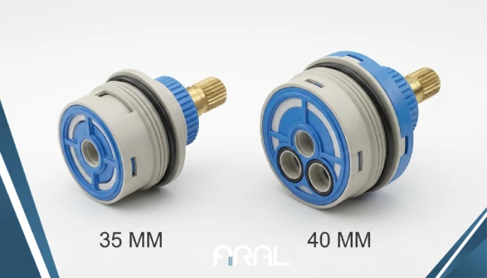 مقایسه سایز کارتریج شیر اهرمی 35 و 40 میلی‌متری